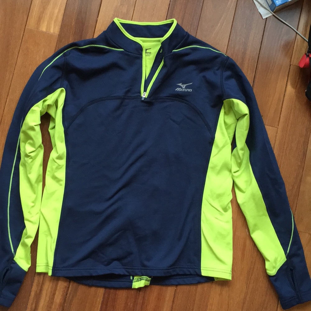 Blue and yellow Mizuno quarter zip long sleeve